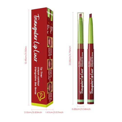 Image of evpct Dark Wine Red Triangle Lip Liner Pencil Stick for Women, Retractable Lips Liner Pen Triangle Tip for Sculpting Filling Plumping, Longwear Lipliners Pencil Vegan Cruelty Free Lip Filler Plumper