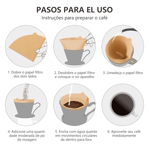 Filtro de Papel para Coador de Café V60, Tamanho 02, Filtro V60 02, Filtro Cafe ​​2-4 Xícaras para C