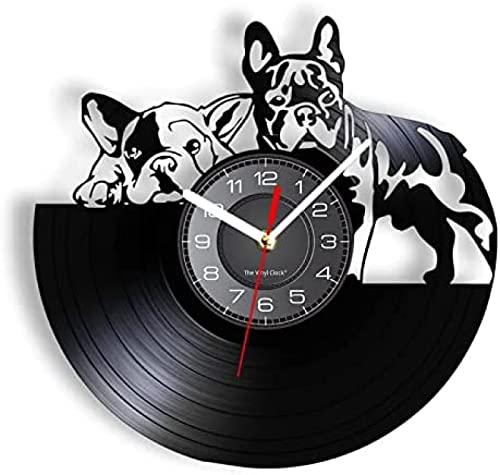 AVJERA Orologi da Parete Decorativi in ​​​​Vinile da Parete Bulldog Francese Coppia Wall Art Home Decor Wall