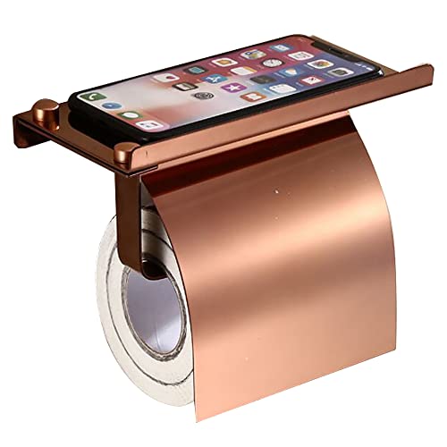 Toilet Roll Holder, Bathroom Storage, Tissue Roll Holder with Phone Storage Shelf Screws