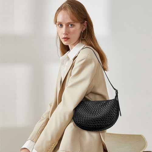 BOSTANTEN Damen Handtaschen Klein,Geflochtene Taschen Umhängetasche Damen Crossbody Bag Schultertasche für Frauen Tote Bag,Schwarz