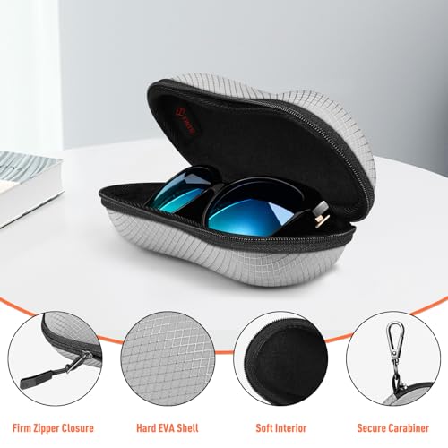 Image of FINTIE Sunglasses Case, Hard EVA Shell Shockproof Sport Glasses Case with Metal Carabiner Travel Zipper Eyeglasses Holder