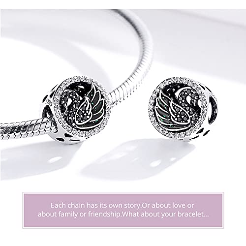 Bracelet Charm Bead Black Swan DIY Charm 925 Sterling Silver Fits Pandora Bracelet Necklace, European Charms Bracelet3