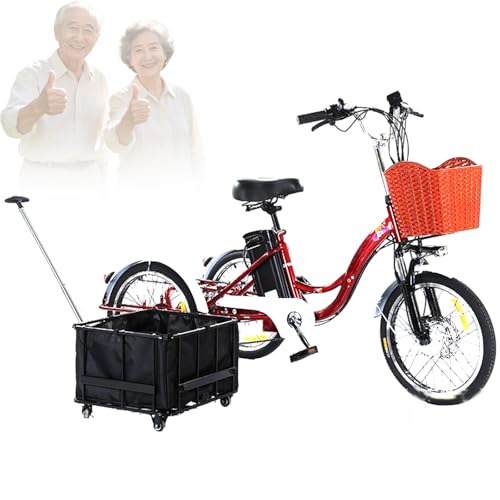 EaThsalL Dreirad 20 Zoll für Erwachsene 3 Rad Elektrodreirad FüR Senioren mit Aufbewahrungskorb Höhe Einstellbare Tragfähigkeit 150kg für Besorgungen B