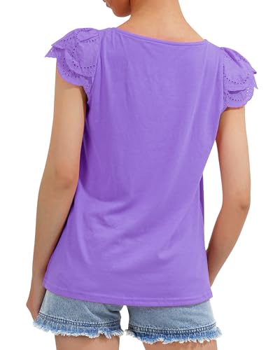 Image of KEREDA Girls Short Sleeve Shirts Summer Tops Girls Clothes 5-14 Years