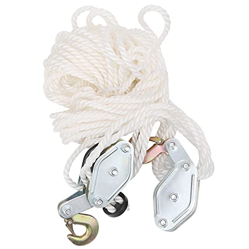 Polea de elevación de gancho de acero galvanizado de 4000 libras con cuerda de nailon, polea de elevación industrial para un manejo eficiente de carga y aparejo