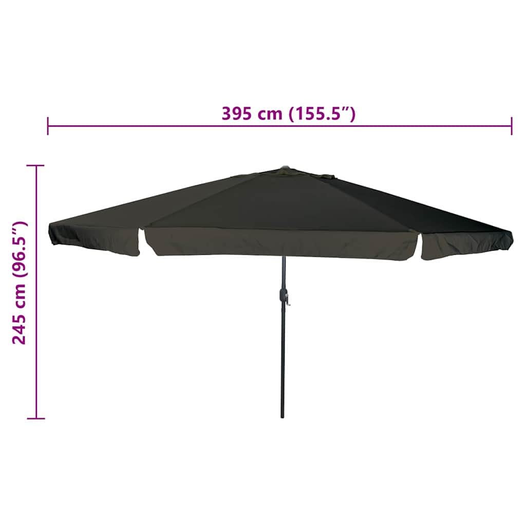 SYDE Parasol ogrodowy czarny 394 x 394 x 248 cm poliester i stal