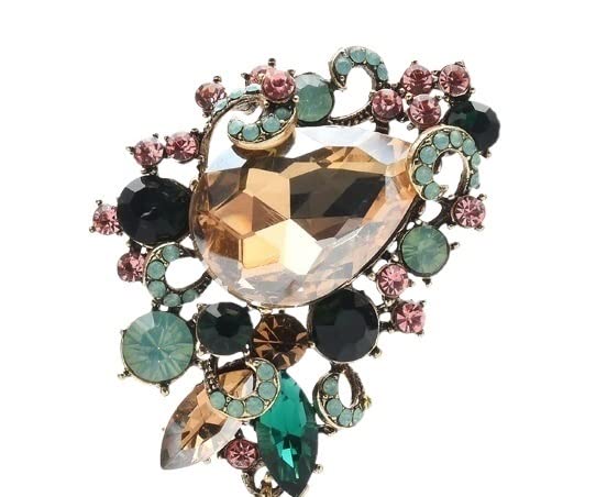 Broches de Mujer, broches de Flores en Forma de Gota de Agua de Cristal para Mujer, Broche de Estilo palaciego para Bodas, Oficina, Fiesta, alfileres, Broche de Regalo