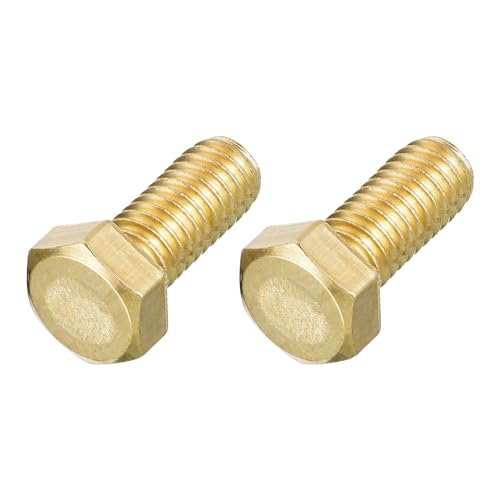 Image of METALLIXITY Hex Head Screw Bolt (3 /8-16x7 /8) 2Pcs, Brass Fully Threaded Solid Brass Hex Bolts Machine Screws - for Machinery Repair