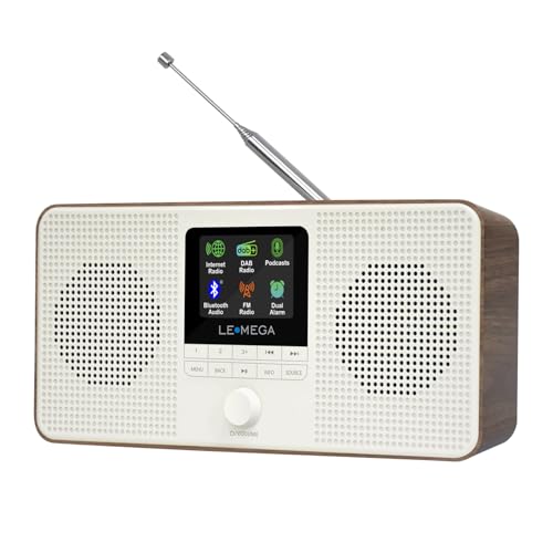 LEMEGA IR4S Stereo WiFi Internet Radio,Tragbares DAB/DAB+/FM Digitalradio,Spotify Connect,Bluetooth,Doppel Wecker,60 Voreinstellungen,Kopfhörer-Ausgang,Batteries und Netzstrom - Walnuss