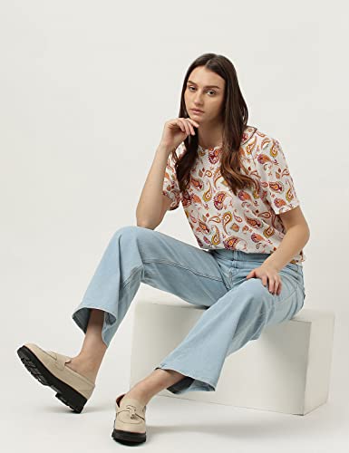 Image of Marks & Spencer Womens Printed Polyester Round Neck Relaxed Fit T Shirt
