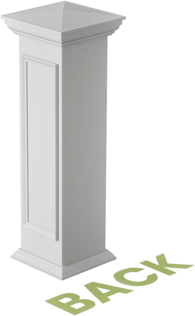 12"W x 48"H End Newel Post with Panel, Peaked Capital & Base Trim (Installation kit Included)