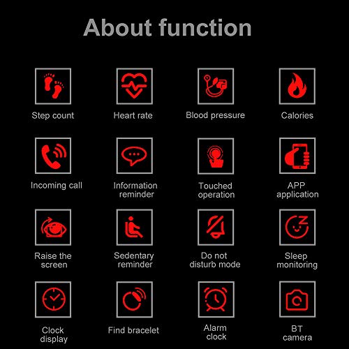 Cucudy Smartband,Smartwatch com funções Heart Rate Monitoramento de Pressão Arterial Calorie Aptidão