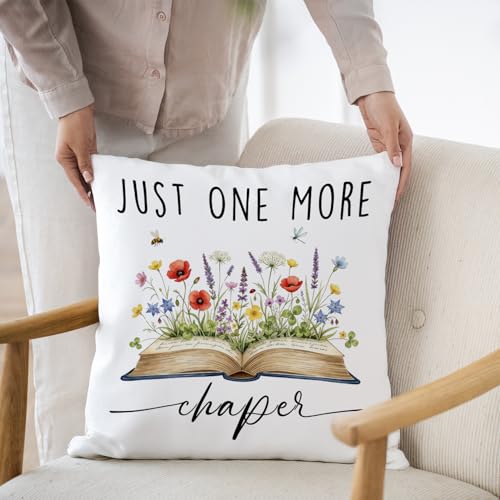 Image of Retirement Gifts for Women Pillow Covers, Retired Gifts for Coworkers, A New Chapter Begins Floral Books Retirement Pillow Covers 18x18,Librarian Gifts