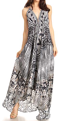 Image of Sakkas Lizi Womens Maxi High-Low Halter Handkerchief Long Dress Beach Party