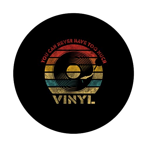 You can never have too much Vinyl Retro Record Vintage Music PopSockets Swappable PopGrip, Black - Image 3