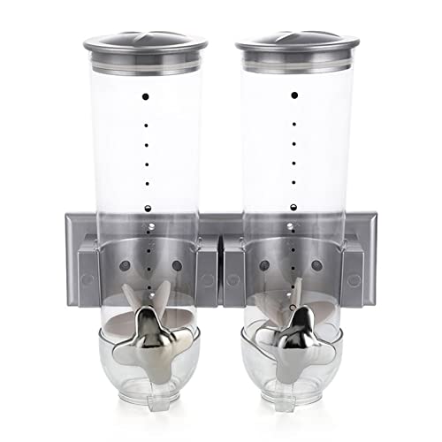 Wall Mount Dispenser - Wall Mounted Cereal Maker, Pantry Snack Dispenser | Triple Dry Cereal Grain Container, Kitchen Wall Mounted Cereal Dispenser, Dry Goods Container for Grid Grain Nuts Food Snack
