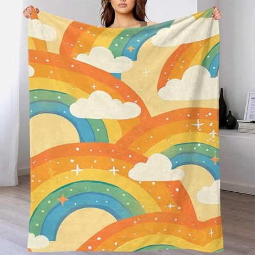 Couverture arc-en-ciel plaid douillet cadeau idéal filles et garçons