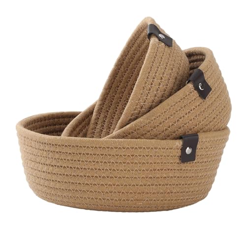 Cubo de basura de cuerda de algodón, cesta de almacenamiento portátil de cuerda de algodón, contenedores de almacenamiento, organizador de almacenamiento de juguetes, contenedores de juguetes para