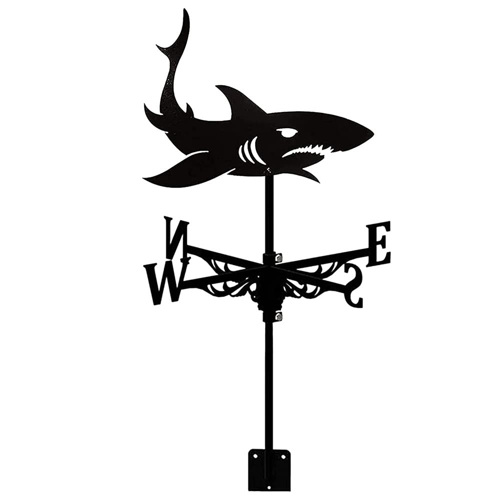 TAXXII Weather Vane Animal, Decoion Weathervane, Wind Direction Indicators Kit Outdoor Garden Lawn Metal Bracket Vane-Shark