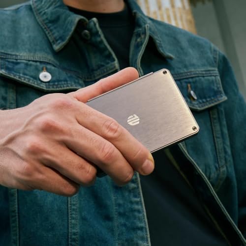 Card Wallet For Men - Beautiful Wallet, Slim RFID Blocking Wallet, Metal Card Holder with Leather Slots & Money Clip (Titanium Sunset)3