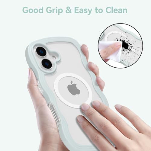 Housse antichoc iPhone 17 MagSafe silicone bleu clair esthétique - 6