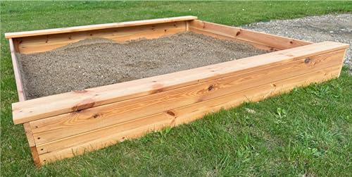 Loggyland Sandkasten aus naturbelassenem Massivholz 140x140cm