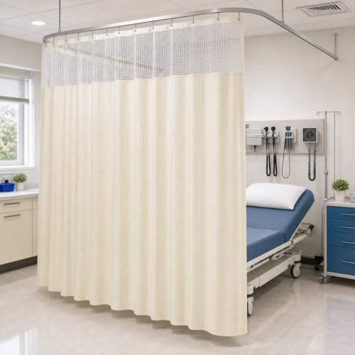 Image of CASA-NEST Hospital Partition Curtains for ICU and Wards PVC Curtains, 4.5 x 8 ft, Cream-Hos008