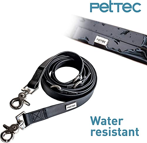 PetTec Hundeleine 2m Führleine für Hunde bis 60kg, leichte Trainingsleine/Ausbildungsleine/Trekkingleine verstellbar aus TRIOFLEX (ähnl. Biothane), wasserabweisend, Dog Lead (Schwarz)