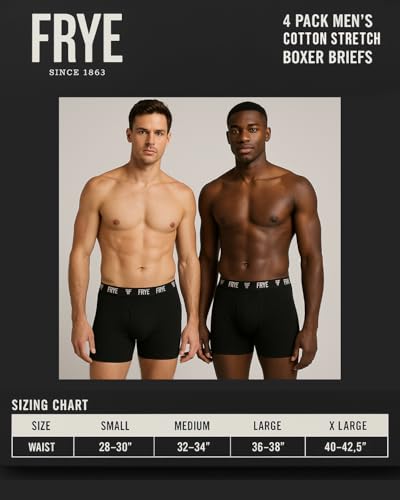 Frye Mens Boxer Briefs 4-Pack, Spandex-Cotton Boxer Briefs with Logo Waistband, Mens Underwear Cotton Stretch4