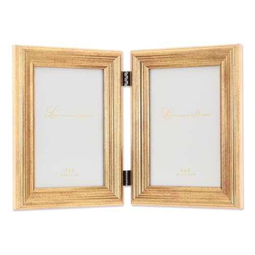 Image of Lawrence Frames 4x6 Hinged Double Sutter Burnished Gold Picture Frame