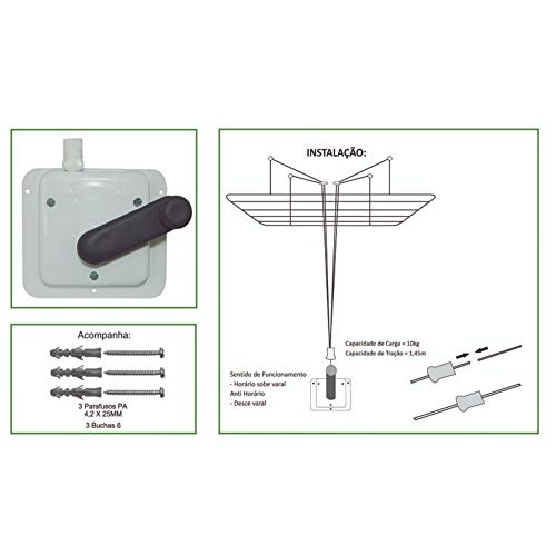 Manivela Elevador Para Varal De Roupas