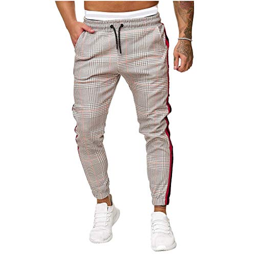 Pantalones de hombre, Hombres Empalme a Rayas Monos Casual Bolsillo Deporte Trabajo Casual Pantalones Pantalones Pantalones de Ropa y Accesorios