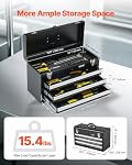 VEVOR Metal Tool Box, 20.5-inch, Portable Metal Tool Box with 3 Drawers, Small Tool Chest with EVA Liners, Ball Bearing Slide Drawers Locking & Powder Coated Finish, Multi-Function Tool Organizer