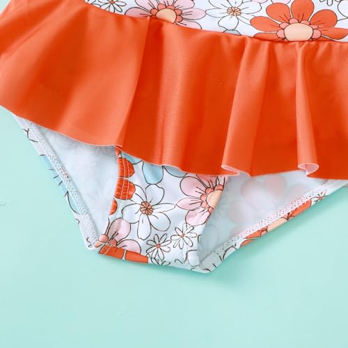 Image of Toddler Baby Girl Swimsuit Ruffled Stripe Bikini Tankini Infant Swimwear Cute One Piece Bathing Suit for Girls