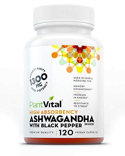 New! Organic ASHWAGANDHA Capsules with Black Pepper 1300mg, 120 Veggie Capsules. 100% Pure Ashwagandha Natural Root Supplement for Anti-Anxiety, Stress Relief, Adrenal, Mood, Thyroid Support.