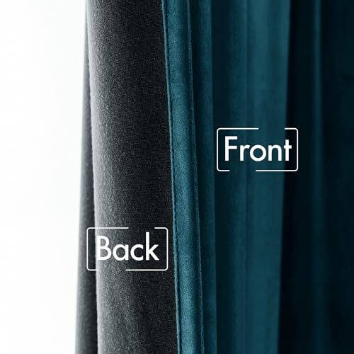 Image of MIULEE Peacock Blue Velvet Curtains 52x72 inches 2 Panels Blackout Curtains | Luxury, Thermal Insulated, Super Soft Window Drapes for Bedroom Living Room, Rod Pocket & Back Tab