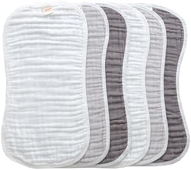 MUKIN Baby Muslin Burp Cloth Set of 6, Ultra Soft Absorbent Thick Cotton Burping Cloths for Unisex Newborn Babies, 20'' by 10'' Neutral Milk Spit Up Rags Boys Girls - Baby Must Haves. (Gradient Grey)