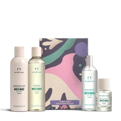 The Body Shop White Musk Collection Gift Set (Shower Gel 250ml + Body Lotion 250ml + Body Mist 100ml + Eau de Toilette 30ml), Festive Fragrance Collection with Fresh & Floral Musk, Vegan