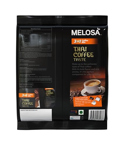 Image of Melosa 3-in-1 Thai Coffee Mix - Instant Coffee Powder with Creamer & Sugar - Authentic Thai Coffee Taste - (25 Sachets Per Pack)