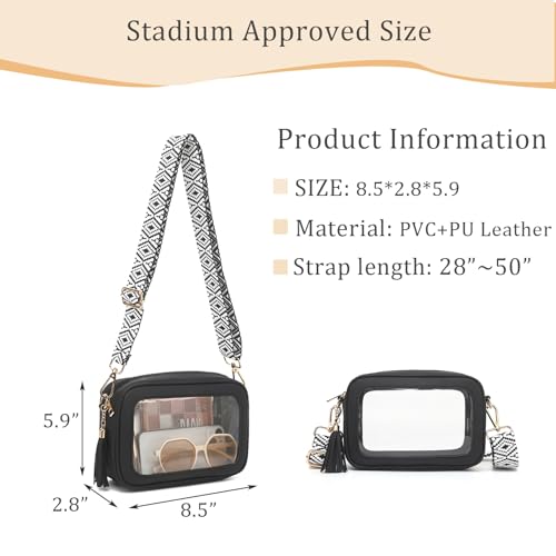 Image of FAIME Clear Bag for Stadium Events, Clear Crossbody Purse for Women, Small Transpartent Bag for Concerts, Sport Events | Stadium Approved
