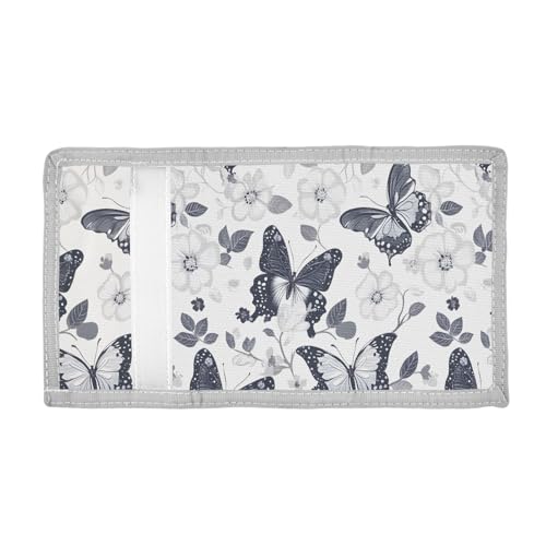 ALAZA Kids Wallets for Boys Girls Toddler Trifold Wallet Children Small Gray Butterfly with Zipper Coin Pocket2