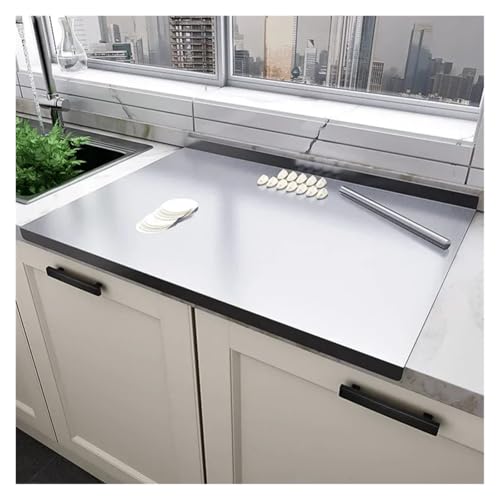 Planche à découper en acier inoxydable durable avec rebord protecteur de plan de travail