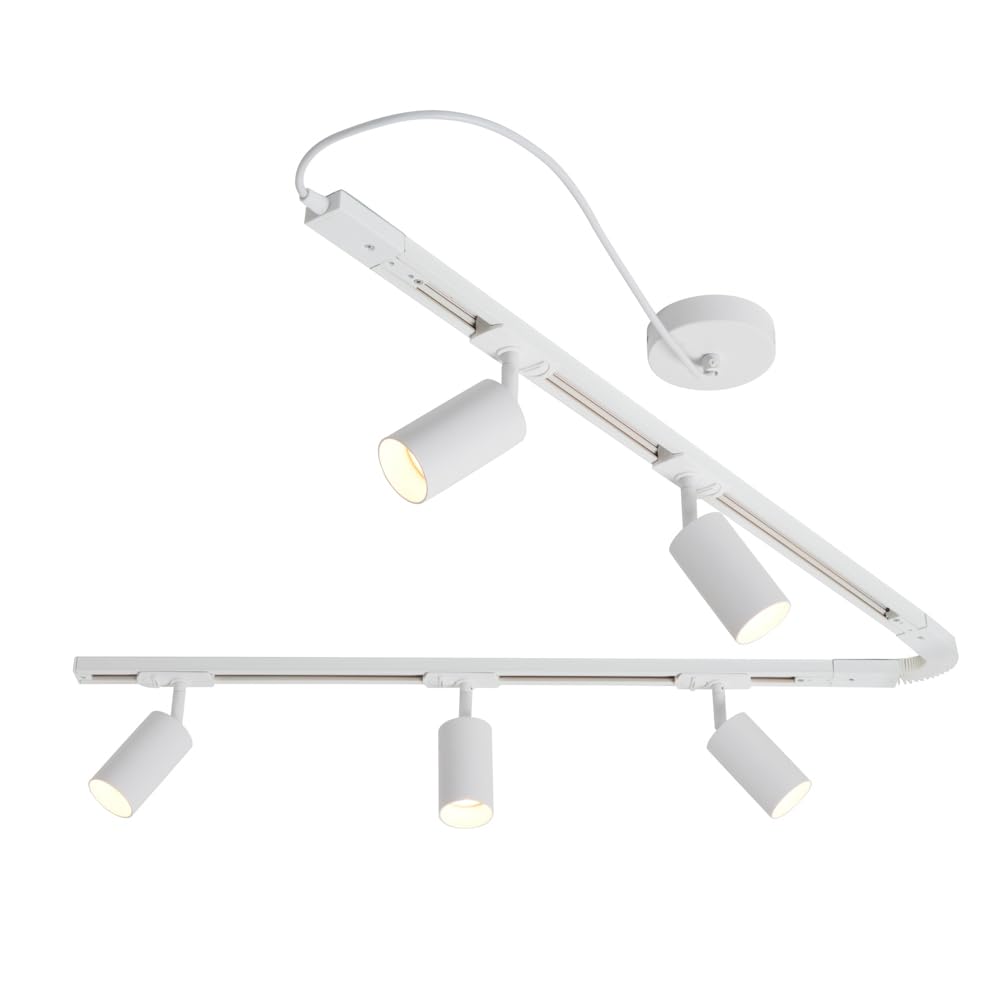 LITECRAFT Bexley Track Light Flexible Metal 1.8 Metre Kit with 5 GU10 Heads - White