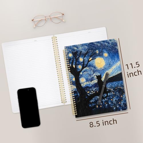 Image of Cute Spiral Notebook 8.5 x 11 lined Journal A4 with Pocket, Galaxy