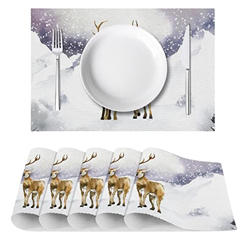 Set de table cerf aquarelle antidérapant résistant chaleur 30x45cm