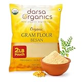 Darsa Organics Gram Flour - 2 lb Besan, Premium Grade USDA Organic Certified Chickpea Flour for Baking, Cooking & Skin Care, Chemical Free, Non-GMO, Vegan, Kosher, Ideal for Gluten Free Diets & Face Masks