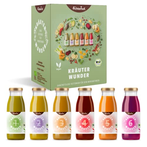 Kräuterwunder 1-Tages-Fastenkur Bio | 6 Flaschen | die erste Fastenkur auf Kräuterbasis | Bio Qualität | vom Achterhof