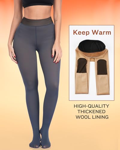 Image of ATHVOTAR Fleece Lined Winter Tights Women - Thermal Warm Opaque Pantyhose Thick Sheer Leggings