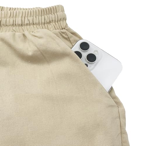 Women Linen Pants Summer 2025 High Waist Comfy Gauze Slacks Lightweight Casual Loose Trousers with Pockets4